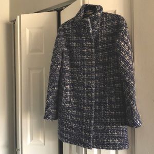 J. Crew Lodge Coat (Blue & White Tweed)